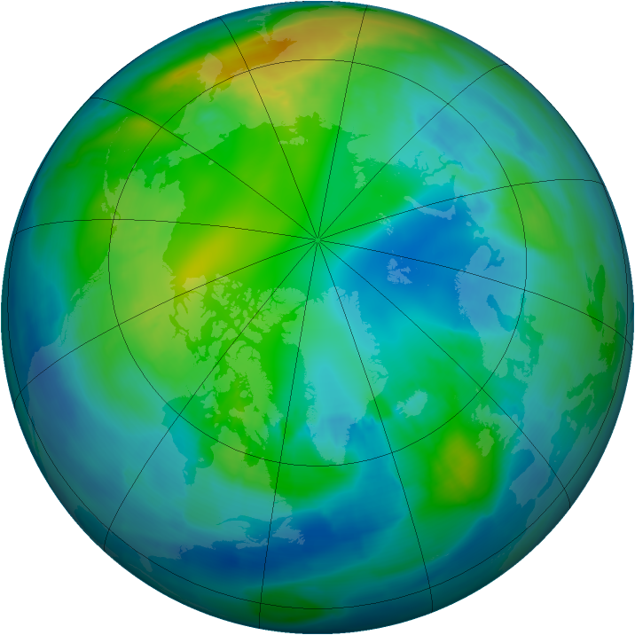 Arctic ozone map for 01 November 2009
